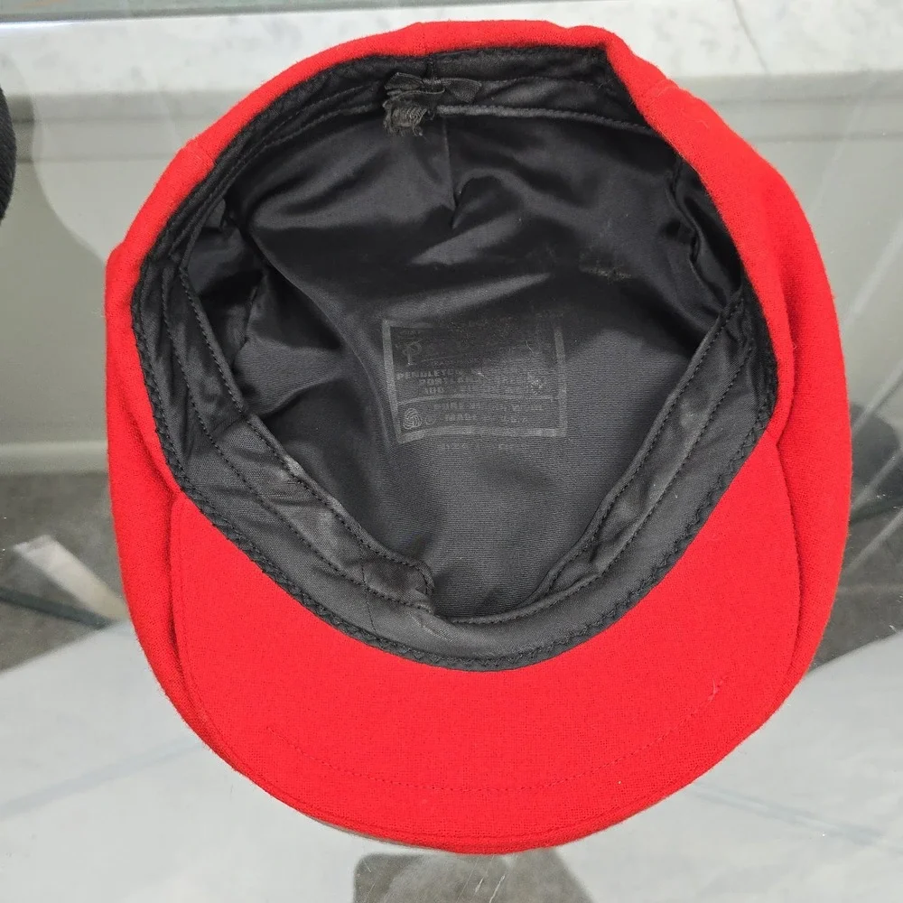 Vintage Pendleton Red Newsboy Cabbie Wool Ivy Flat Cap Hat USA‎ Made Size Large